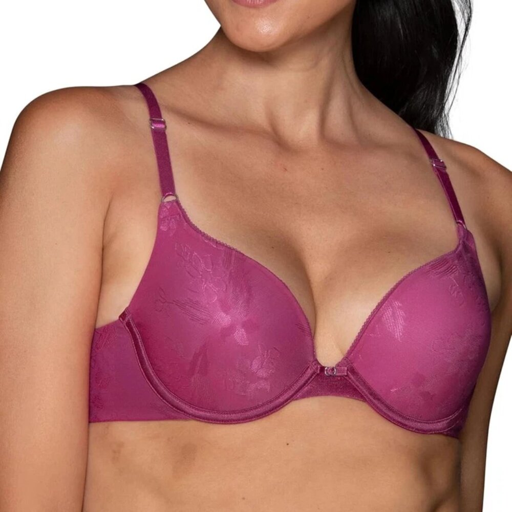Vanity Fair Ego Boost Underwire Push Up Bras for Women, Wild Berry Jacquard, 34C